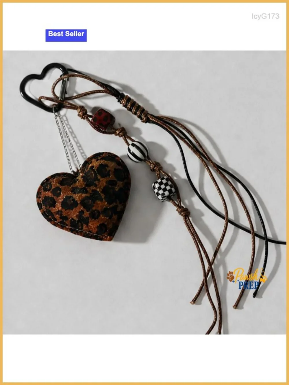 Leopard Print Plush Bag Charm Keychain, Chunky Y2K Rope Cheetah Purse Decor